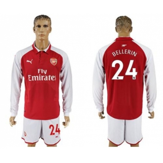Arsenal #24 Bellerin Red Home Long Sleeves Soccer Club Jersey
