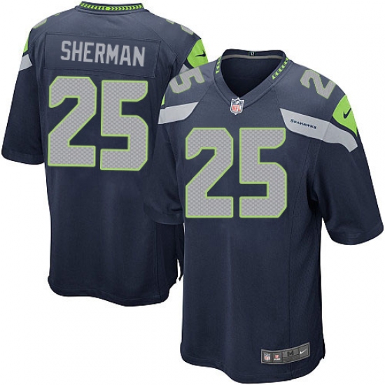 Men's Nike Seattle Seahawks #25 Richard Sherman Game Steel Blue Team Color NFL Jersey - Ujersey