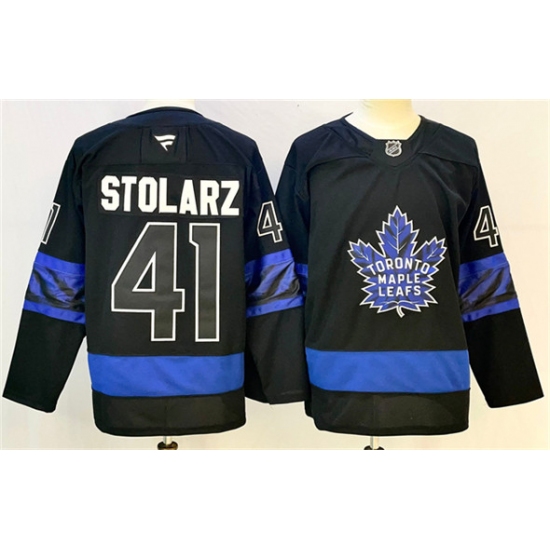 Men's Toronto Maple Leafs #41 Anthony Stolarz Black 2024-25 Stitched Hockey Jersey - Ujersey
