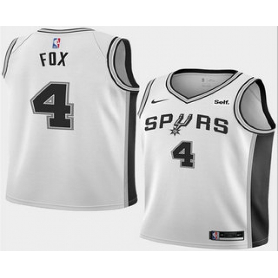 Men's San Antonio Spurs #4 DeAaron Fox White 2025 Association Edition Stitched Jersey - Ujersey