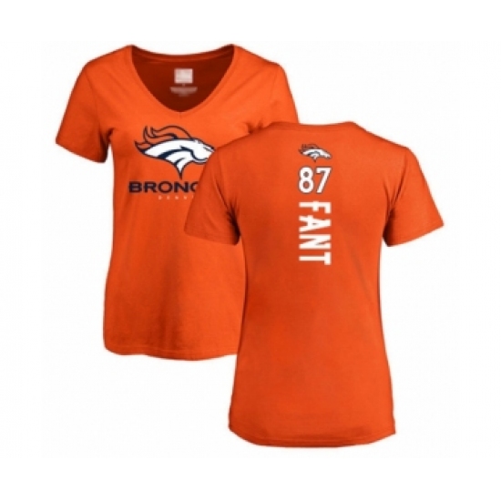 Football Women's Denver Broncos #87 Noah Fant Orange Backer T-Shirt - Ujersey
