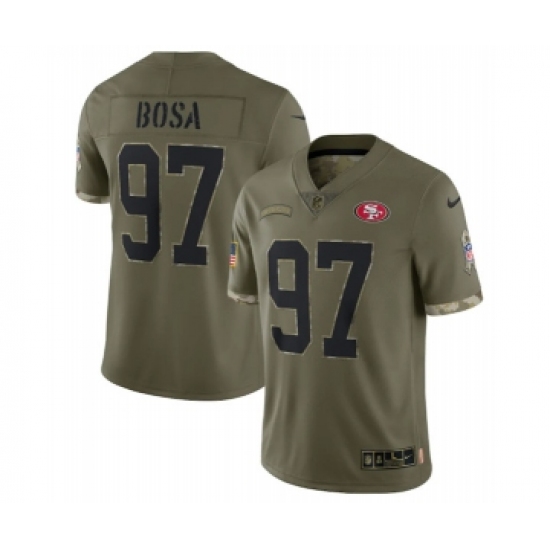 Men's San Francisco 49ers #97 Nick Bosa 2022 Olive Salute To Service Limited Stitched Jersey - Ujersey