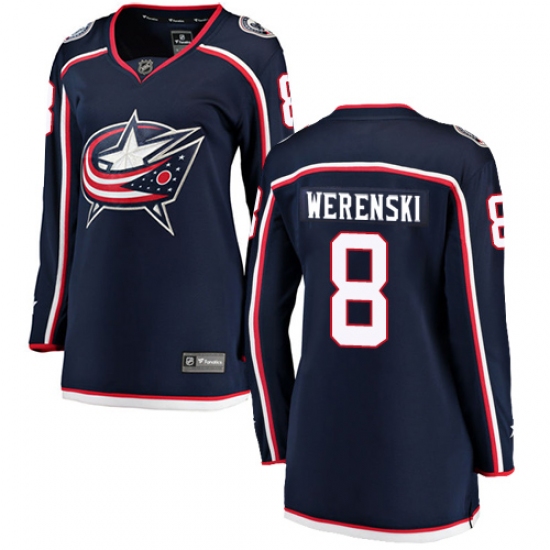 Women's Columbus Blue Jackets #8 Zach Werenski Fanatics Branded Navy Blue Home Breakaway NHL Jersey - Ujersey