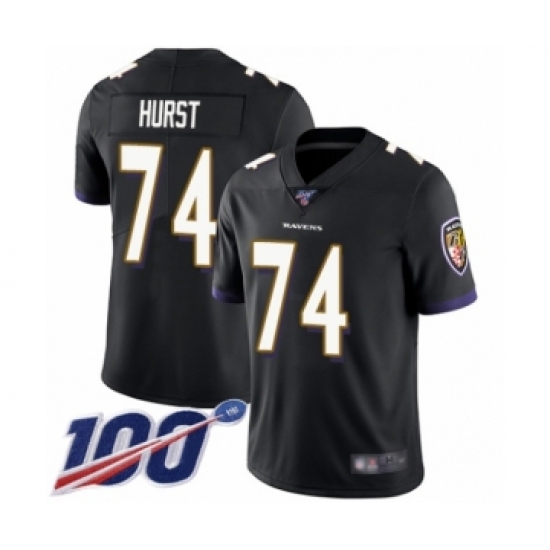 Men's Baltimore Ravens #74 James Hurst Black Alternate Vapor Untouchable Limited Player 100th Season Football Jersey - Ujersey