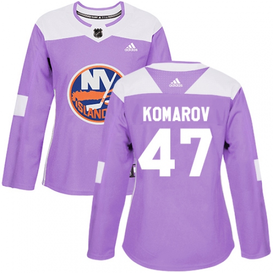 Women's Adidas New York Islanders #47 Leo Komarov Authentic Purple Fights Cancer Practice NHL Jersey - Ujersey