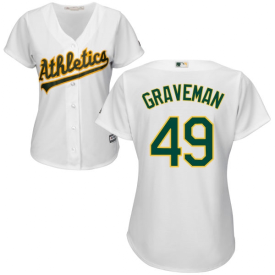 Women's Majestic Oakland Athletics #49 Kendall Graveman Authentic White Home Cool Base MLB Jersey - Ujersey