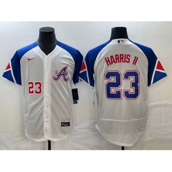 Men's Atlanta Braves #23 Michael Harris II Number White 2023 City Connect Flex Base Stitched Baseball Jersey - Ujersey