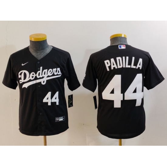 Youth Los Angeles Dodgers #44 Vicente Padilla Number Black Cool Base Stitched Jerseys