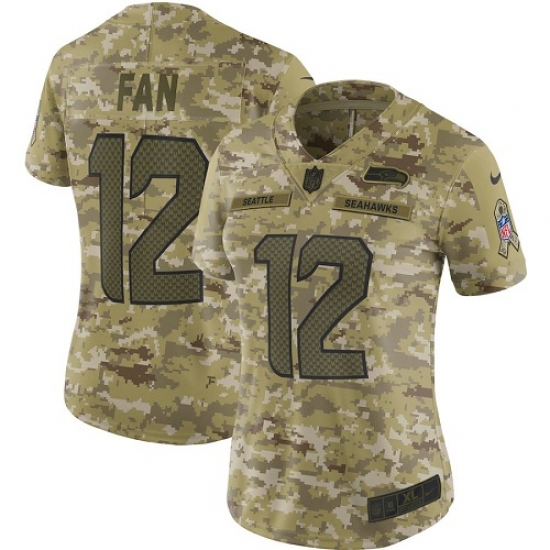 Women's Nike Seattle Seahawks 12th Fan Limited Camo 2018 Salute to Service NFL Jersey - Ujersey