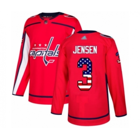 Youth Washington Capitals #3 Nick Jensen Authentic Red USA Flag Fashion Hockey Jersey - Ujersey