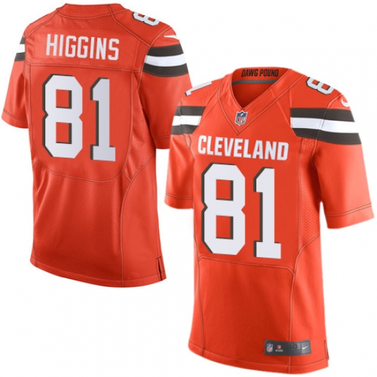 Men's Nike Cleveland Browns #81 Rashard Higgins Elite Orange Alternate NFL Jersey - Ujersey