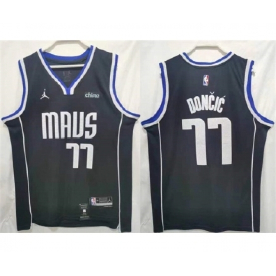 Men's Dallas Mavericks #77 Luka Doncic Black Stitched Jersey - Ujersey