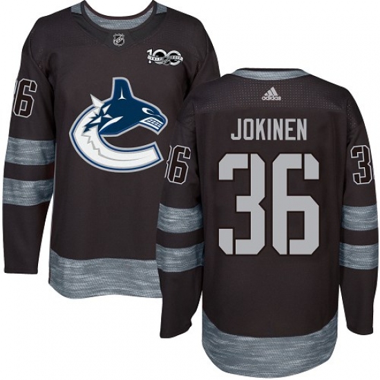 Men's Adidas Vancouver Canucks #36 Jussi Jokinen Premier Black 1917-2017 100th Anniversary NHL Jersey - Ujersey