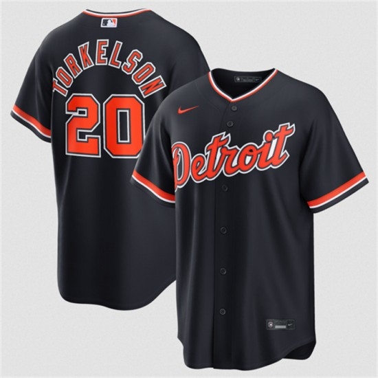 Men's Detroit Tigers #20 Spencer Torkelson Navy Alternate Stitched Baseball Jersey - Ujersey