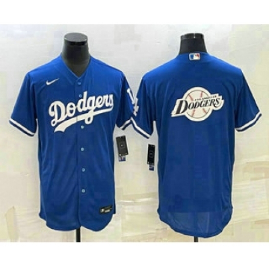 Men's Los Angeles Dodgers Big Logo Blue Flex Base Stitched Baseball Jersey1 - Ujersey