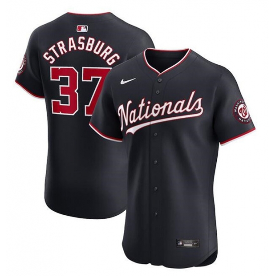 Men's Washington Nationals #37 Stephen Strasburg Navy Alternate Elite Stitched Baseball Jersey - Ujersey