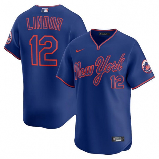 Men's New York Mets #12 Francisco Lindor Royal 2025 Alternate Limited Stitched Baseball Jersey - Ujersey