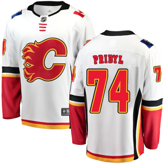 Youth Calgary Flames #74 Daniel Pribyl Fanatics Branded White Away Breakaway NHL Jersey - Ujersey