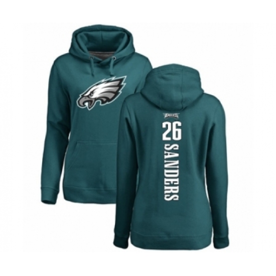 Women's Philadelphia Eagles #26 Miles Sanders Green Backer Pullover Hoodie - Ujersey
