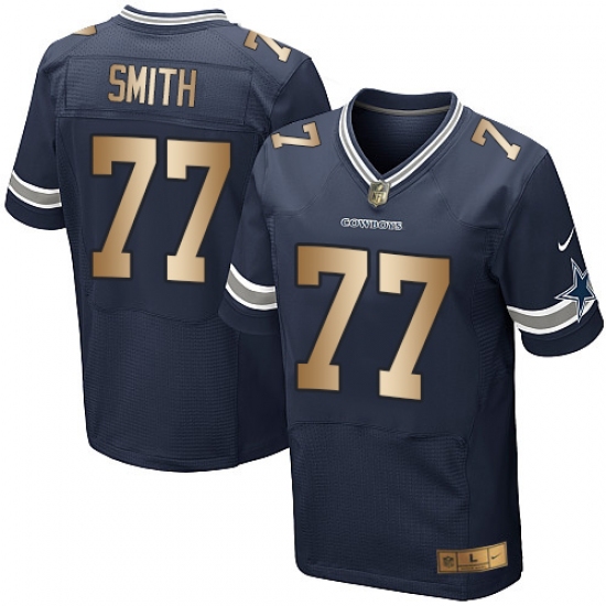 Men's Nike Dallas Cowboys #77 Tyron Smith Elite Navy/Gold Team Color NFL Jersey - Ujersey