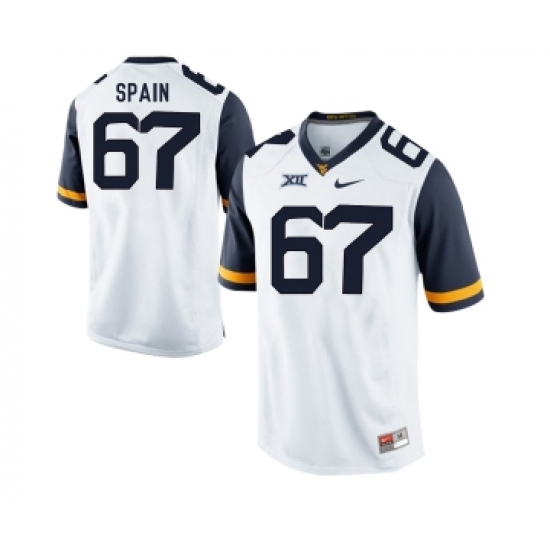 West Virginia Mountaineers 67 Quinton Spain White College Football Jersey - Ujersey