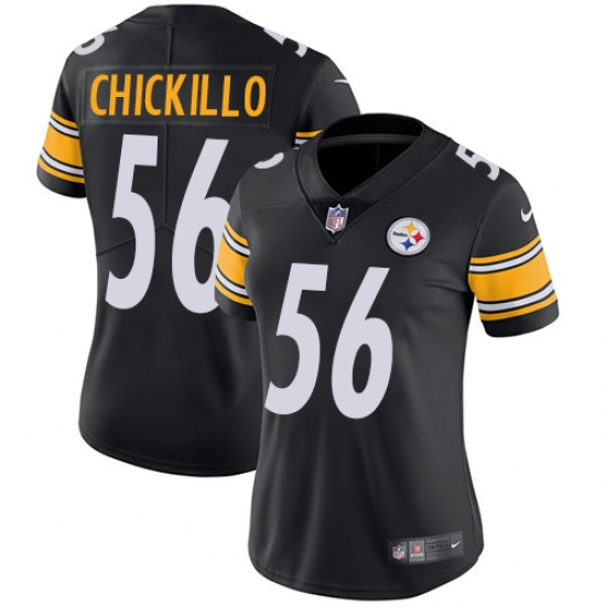 Women's Nike Pittsburgh Steelers #56 Anthony Chickillo Black Team Color Vapor Untouchable Limited Player NFL Jersey - Ujersey