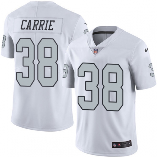 Youth Nike Oakland Raiders #38 T.J. Carrie Limited White Rush Vapor Untouchable NFL Jersey