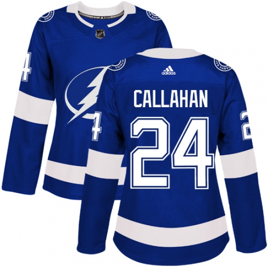 Women's Adidas Tampa Bay Lightning #24 Ryan Callahan Authentic Royal Blue Home NHL Jersey - Ujersey