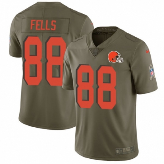 Men's Nike Cleveland Browns #88 Darren Fells Limited Olive 2017 Salute to Service NFL Jersey - Ujersey