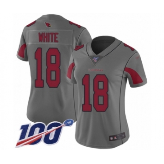 Women's Arizona Cardinals #18 Kevin White Limited Silver Inverted Legend 100th Season Football Jersey - Ujersey