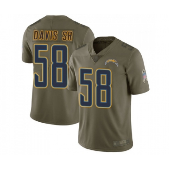 Men's Los Angeles Chargers #58 Thomas Davis Sr Limited Olive 2017 Salute to Service Football Jersey - Ujersey