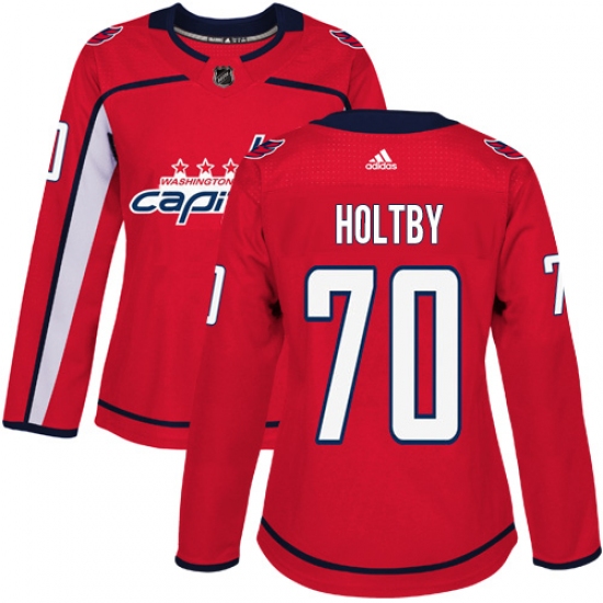 Women's Adidas Washington Capitals #70 Braden Holtby Authentic Red Home NHL Jersey - Ujersey