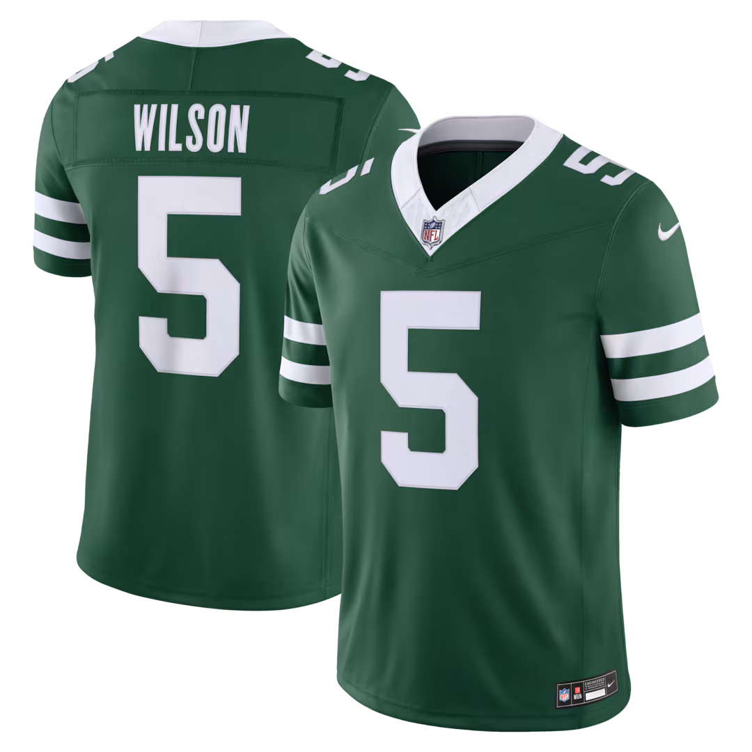Men's New York Jets Garrett Wilson Nike Legacy Green Team Vapor F.U.S.E. Stitched Limited Jersey