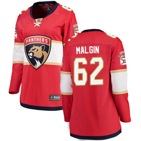 Women's Florida Panthers #62 Denis Malgin Fanatics Branded Red Home Breakaway NHL Jersey - Ujersey