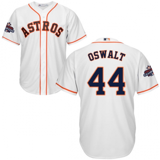 Youth Majestic Houston Astros #44 Roy Oswalt Authentic White Home 2017 World Series Champions Cool Base MLB Jersey