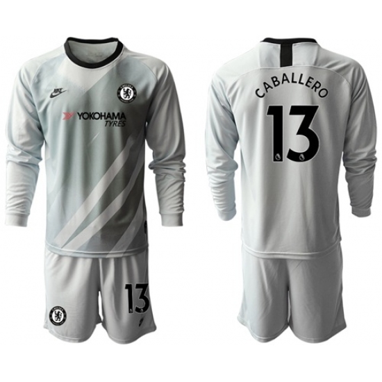 Chelsea #13 Caballero Grey Goalkeeper Long Sleeves Soccer Club Jersey