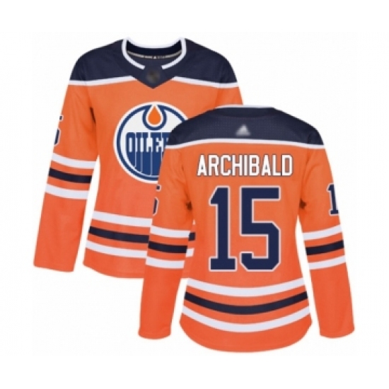 Women's Edmonton Oilers #15 Josh Archibald Authentic Orange Home Hockey Jersey - Ujersey