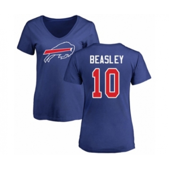 Football Women's Buffalo Bills #10 Cole Beasley Royal Blue Name & Number Logo T-Shirt - Ujersey