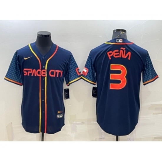 Men's Houston Astros #3 Jeremy Pena 2022 Navy Blue City Connect Cool Base Stitched Jersey - Ujersey
