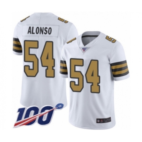 Men's New Orleans Saints #54 Kiko Alonso Limited White Rush Vapor Untouchable 100th Season Football Jersey - Ujersey