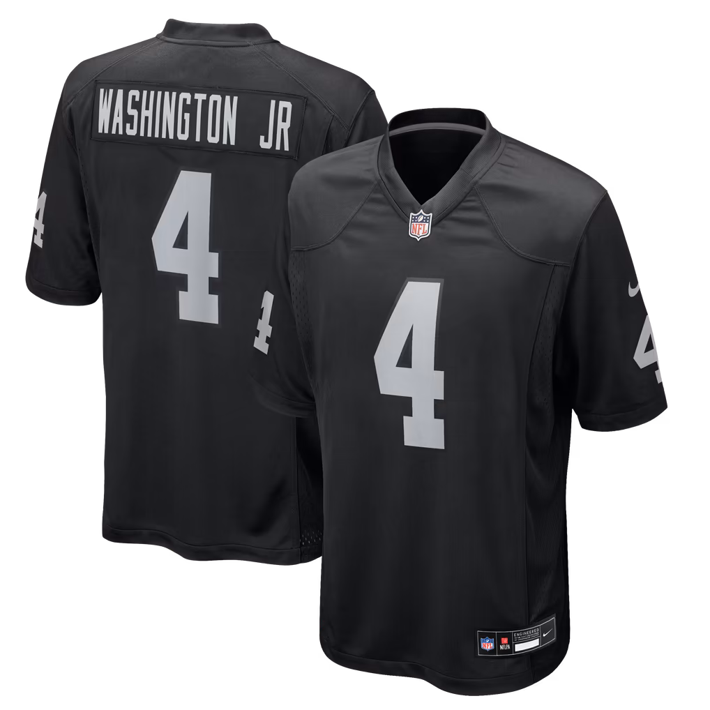 Men's Las Vegas Raiders Mike Washington Jr. Nike Black Team Game Jersey - ujerseystore