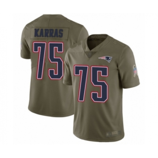 Men's New England Patriots #75 Ted Karras Limited Olive 2017 Salute to Service Football Jersey - Ujersey
