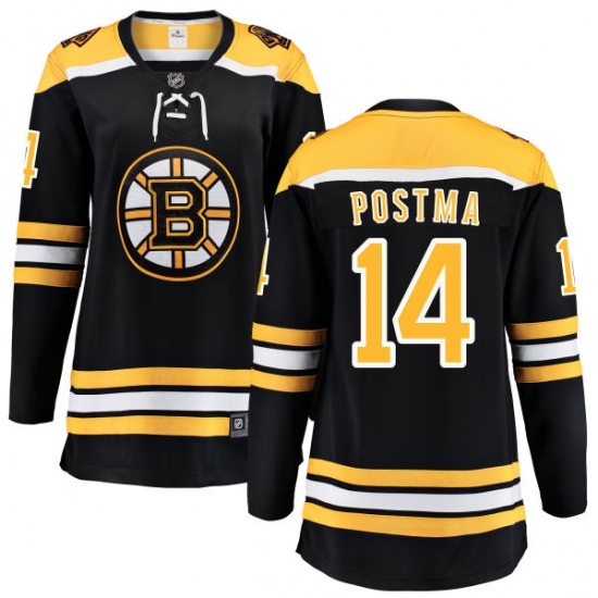 Women's Boston Bruins #14 Paul Postma Authentic Black Home Fanatics Branded Breakaway NHL Jersey - Ujersey
