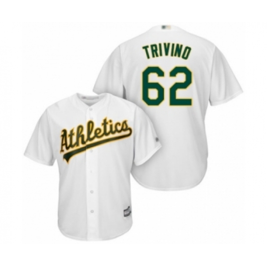Youth Oakland Athletics #62 Lou Trivino Authentic White Home Cool Base Baseball Player Jersey - Ujersey