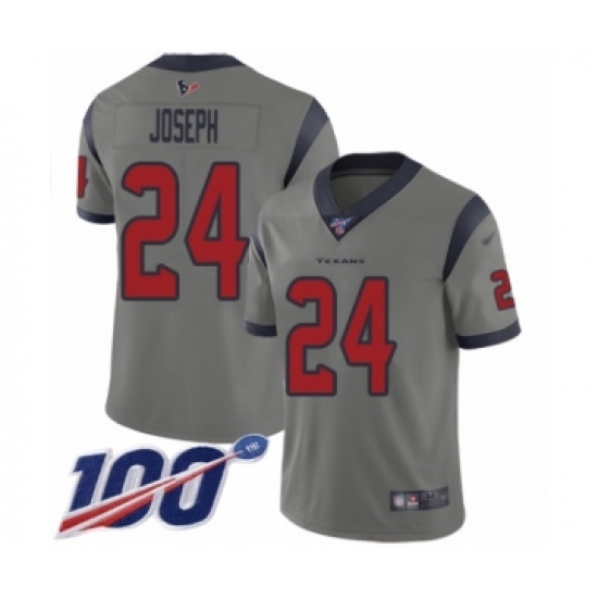 Men's Houston Texans #24 Johnathan Joseph Limited Gray Inverted Legend 100th Season Football Jersey - Ujersey