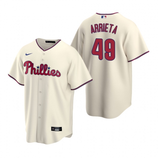 Men's Nike Philadelphia Phillies #49 Jake Arrieta Cream Alternate Stitched Baseball Jersey - Ujersey