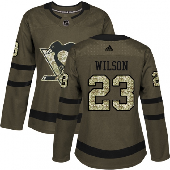 Women's Reebok Pittsburgh Penguins #23 Scott Wilson Authentic Green Salute to Service NHL Jersey - Ujersey