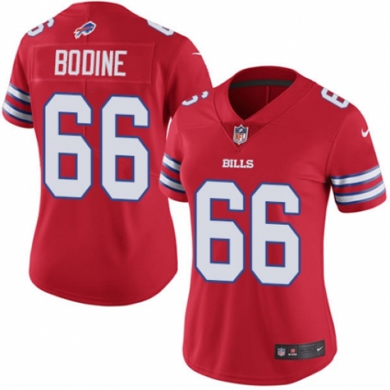 Women's Nike Buffalo Bills #66 Russell Bodine Limited Red Rush Vapor Untouchable NFL Jersey - Ujersey