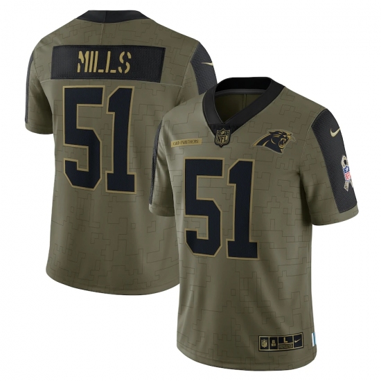 Men's Carolina Panthers #51 Sam Mills Nike Olive 2021 Salute To Service Retired Player Limited Jersey - Ujersey