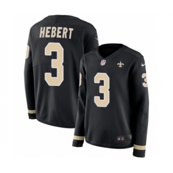 Women's Nike New Orleans Saints #3 Bobby Hebert Limited Black Therma Long Sleeve NFL Jersey - Ujersey